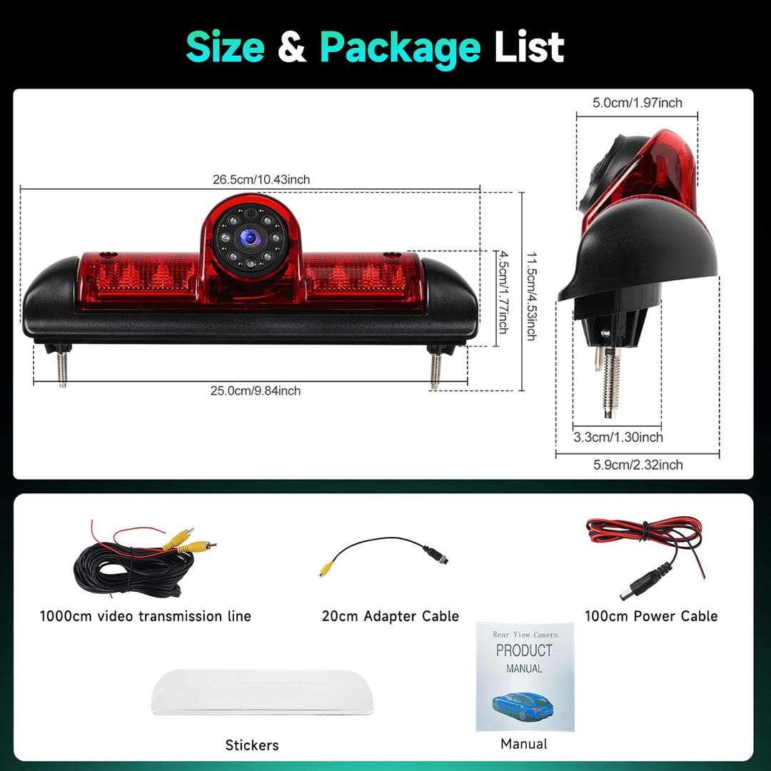 Rückfahrkamera für FIAT Ducato 3/Peugeot Boxer/Citroen Jumper 2006-2017 Drittes Bremslicht Kamera mi