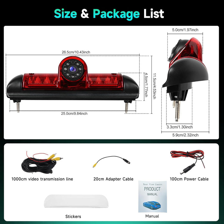 Rückfahrkamera für FIAT Ducato 3/Peugeot Boxer/Citroen Jumper 2006-2017 Drittes Bremslicht Kamera mi