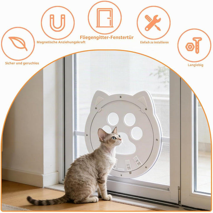 Katzenklappe für Fliegengitter, Katzentür für FensterKatzenklappe Innentür Aussentür Hundeklappe, K-