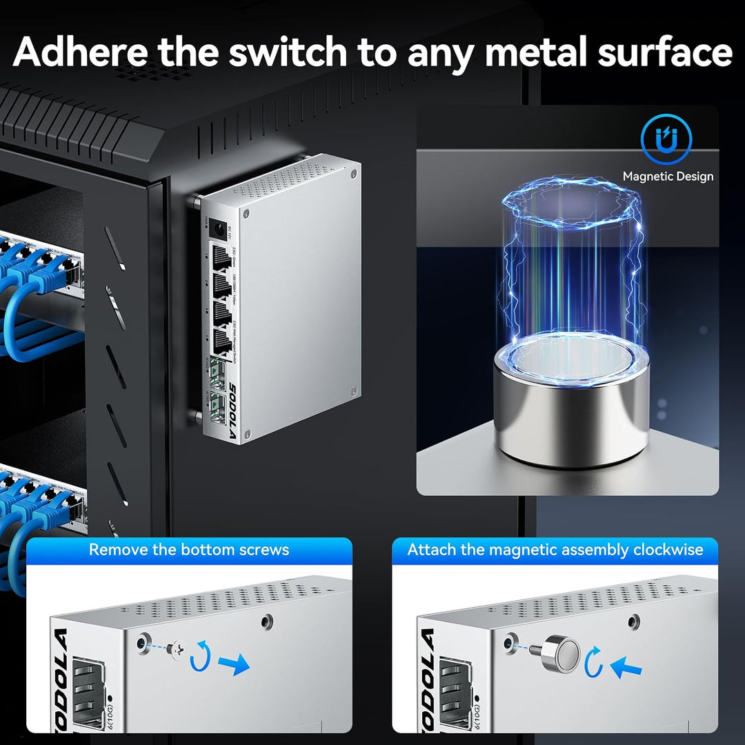 SODOLA 2.5Gbit Switch Managed,4 x 2.5G Base-T Ports, 2 x 10G SFP+ SL902-SWTGW124AS, SL902-SWTGW124AS
