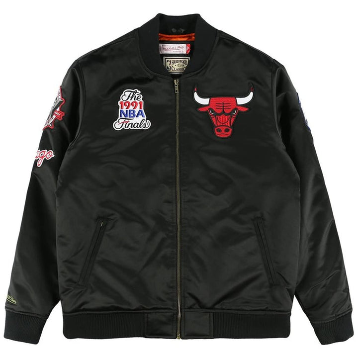 Mitchell & Ness M&N Satin Bomber Jacke - Flight Chicago Bulls schwarz M Schwarz, M Schwarz