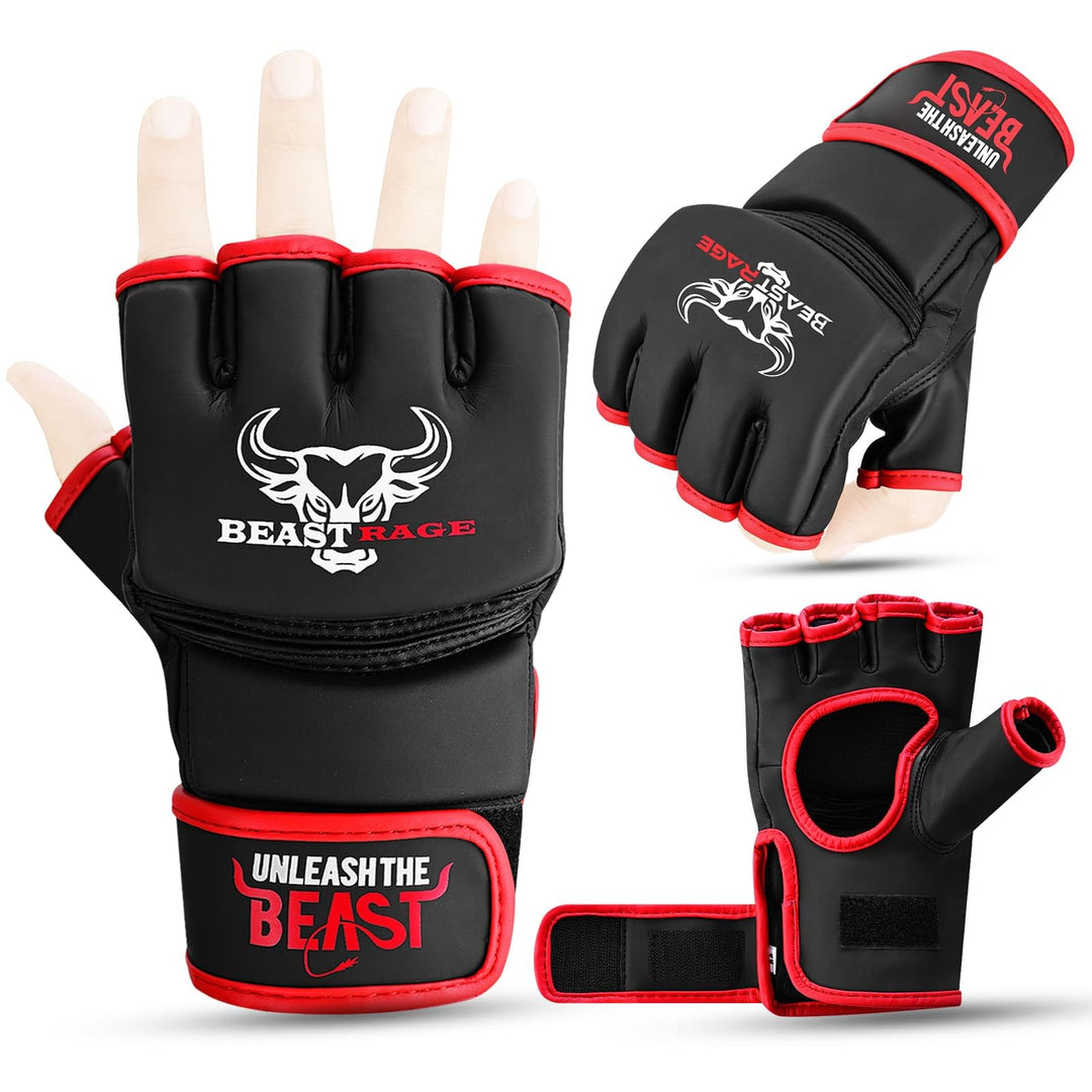 BEASTRAGE MMA Handschuhe für Männer und Frauen,Martial Arts Mitts Grappling Sparring,Ventilated Palm