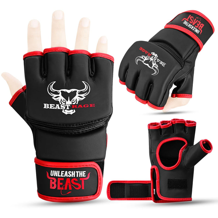 BEASTRAGE MMA Handschuhe für Männer und Frauen,Martial Arts Mitts Grappling Sparring,Ventilated Palm