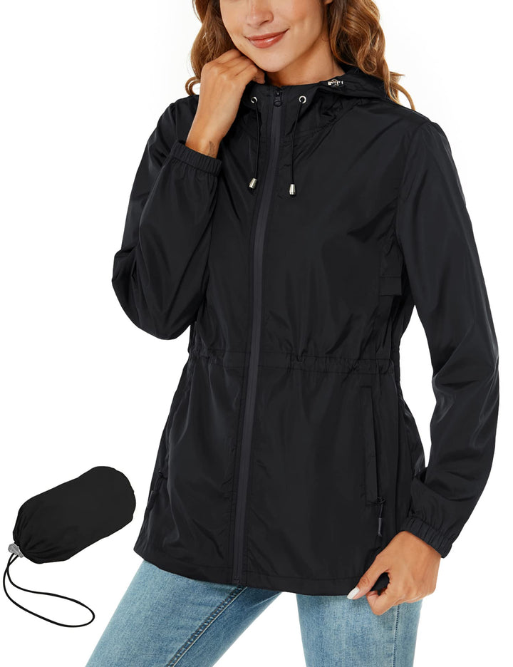 Rapbin Regenjacke Damen Wasserdicht Atmungsaktiv Leicht Outdoorjacke Windbreaker Packbare Regenmante