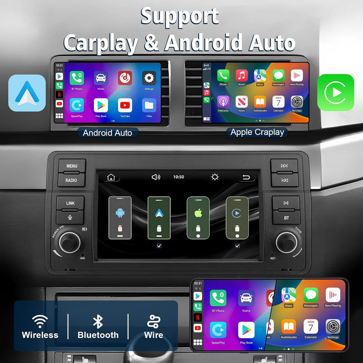 Linux Autoradio für BMW E46 3er (1999-2004) – Start in 3–5 Sekunden | 7“ Display mit integriertem Ap