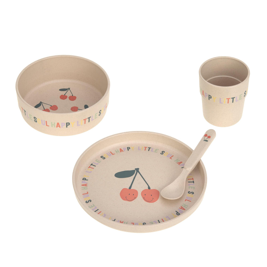 LÄSSIG Kindergeschirr Set (Teller, Becher, Schälchen, Löffel) ohne Melamin, BPA-frei, für Spülmaschi