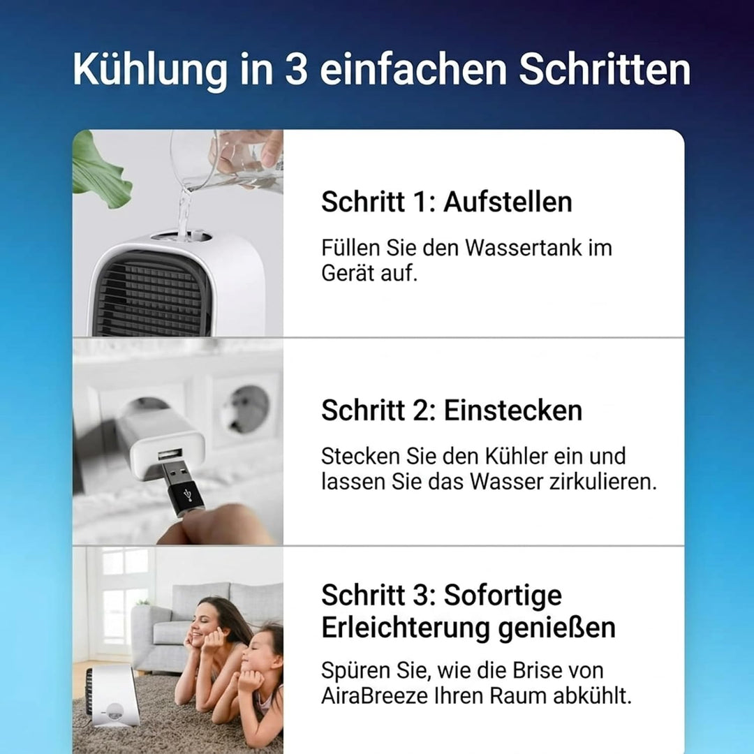 Airabreeze Luftkühler, Airabreeze Kleine Wassergekühlte Klimaanlage, Tragbarer Ventilator, Schwenkba