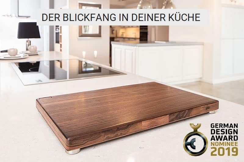 Schneidboard Nussbaum Inkl. Halter - Design Schneidebrett Aus Holz Mit Halter - Made in Germany - 45