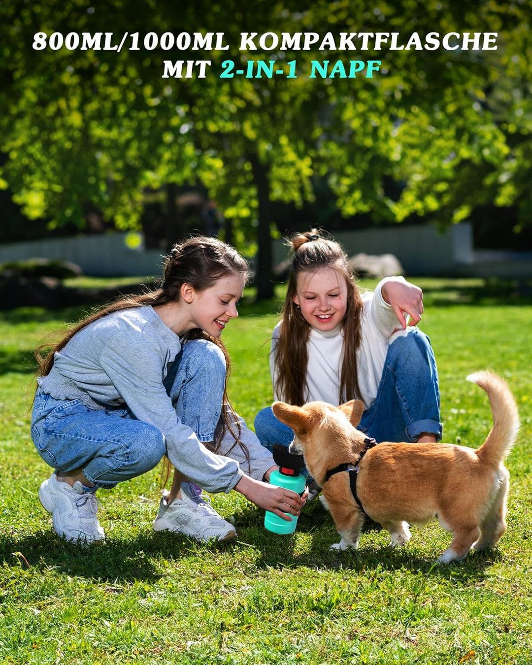 lesotc 800ml Hundetrinkflasche für unterwegs, Faltbare Hund Auslaufsicher Wasserflasche, Hunde Wasse