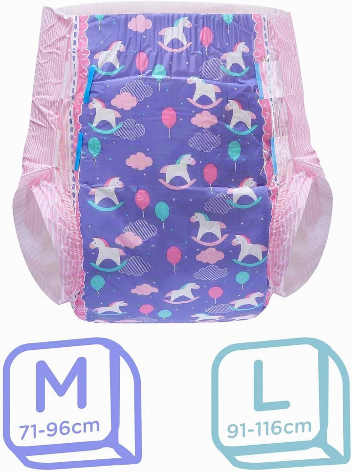 LittleForBig 5500-5800 ml Erwachsenen Gedruckten Windeln 10 Stück - Kleine Fantasie (L) Rosa L, Rosa