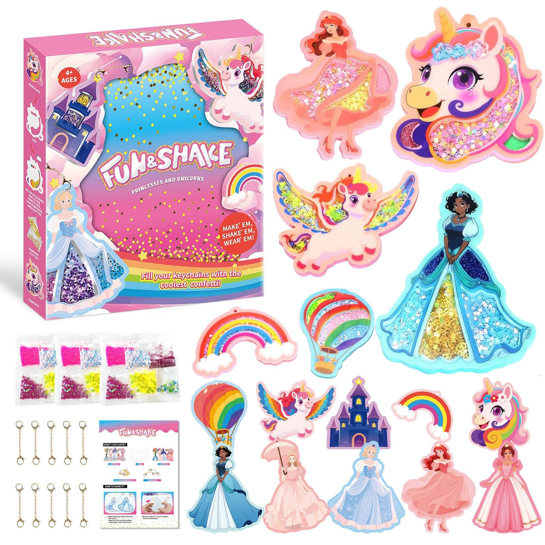 Goorder Geschenke für Mädchen 6 7 8 9 10 Jahre, Prinzessinnen &amp; Einhörner Kit DIY Shake Glitter Bast