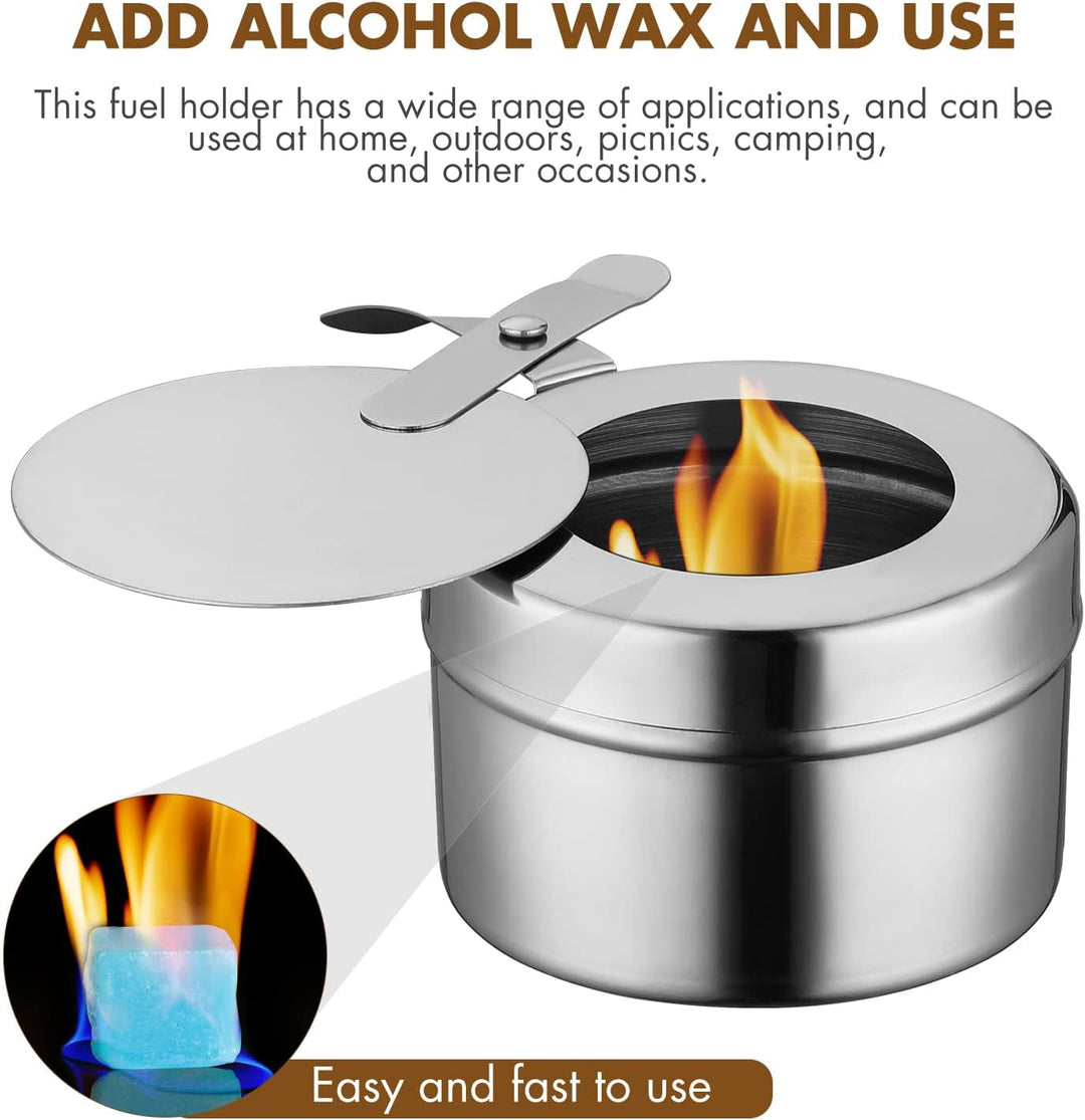 HEMOTON Edelstahl Brennstoffbehälter 2 Stück Mit Deckel Für Spiritusbrenner Chafing Dish Brennpasten