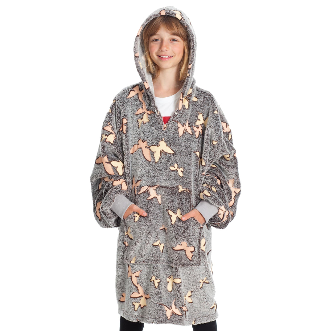 KANGURONE, HOODIE, ÜBERGRÖSSE TRAGBARE MIKROFASER-DECKE, MIT KAPUZE UND TASCHE, EINHEITSGRÖSSE FUR K