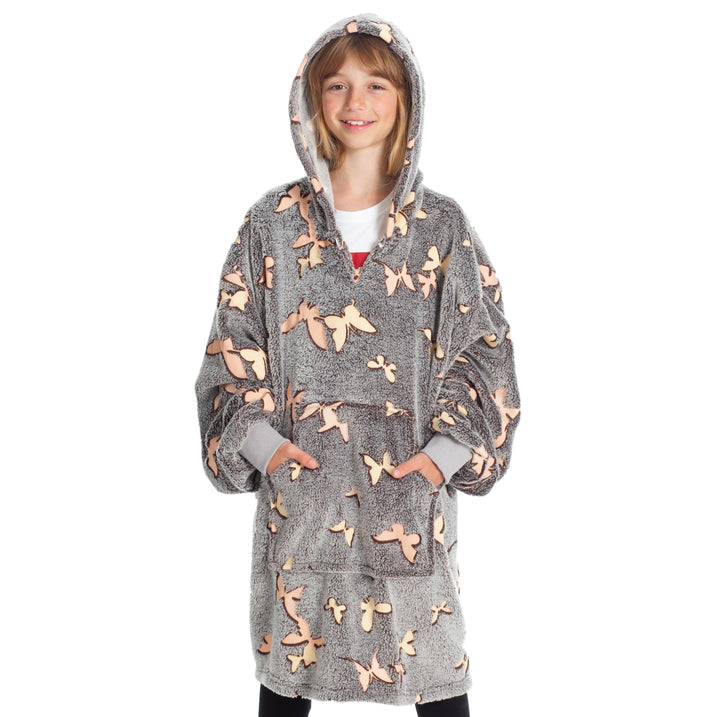 KANGURONE, HOODIE, ÜBERGRÖSSE TRAGBARE MIKROFASER-DECKE, MIT KAPUZE UND TASCHE, EINHEITSGRÖSSE FUR K