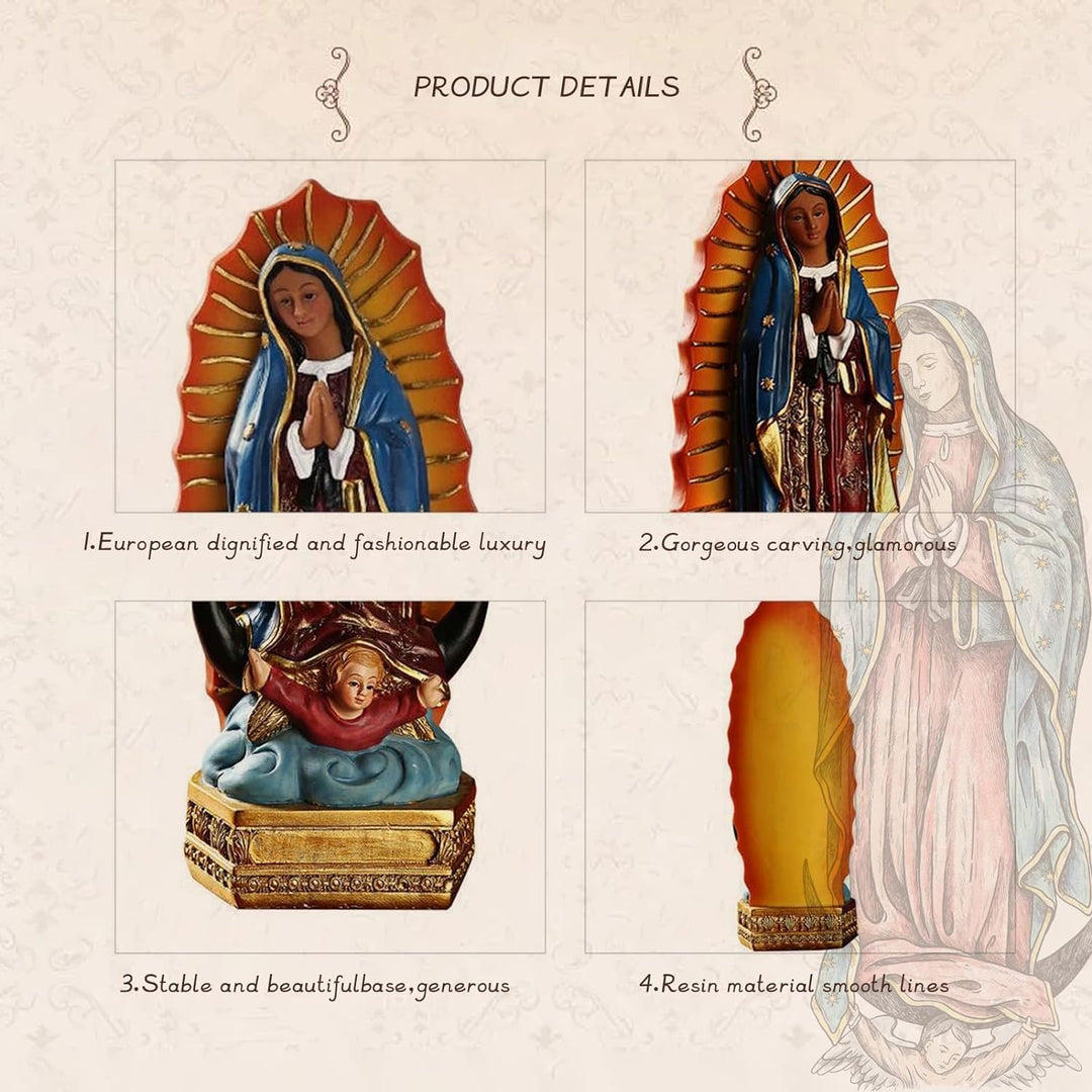 Harzstatue Unserer Lieben Frau von Guadalupe, 20,3 cm Maria Statue Katholisch, Unsere Liebe Frau von