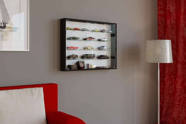 VCM 912950 Vitrine Sammelvitrine Wandvitrine Wand Schrank Regal Hängeregal Hängevitrine Holz Schwarz