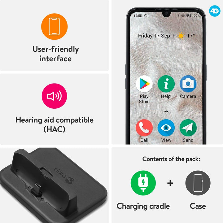 Doro 8100 Plus – 4G entsperrtes Smartphone für Senioren – 13 MP Dreifach-Kamera – wasserfestes Andro