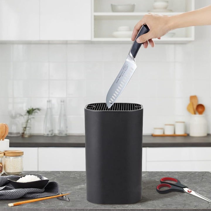 YapitHome Messerblock Schwarz mit Flexiblen Lamellen Messerblock Ohne Messer Messerständer für Messe