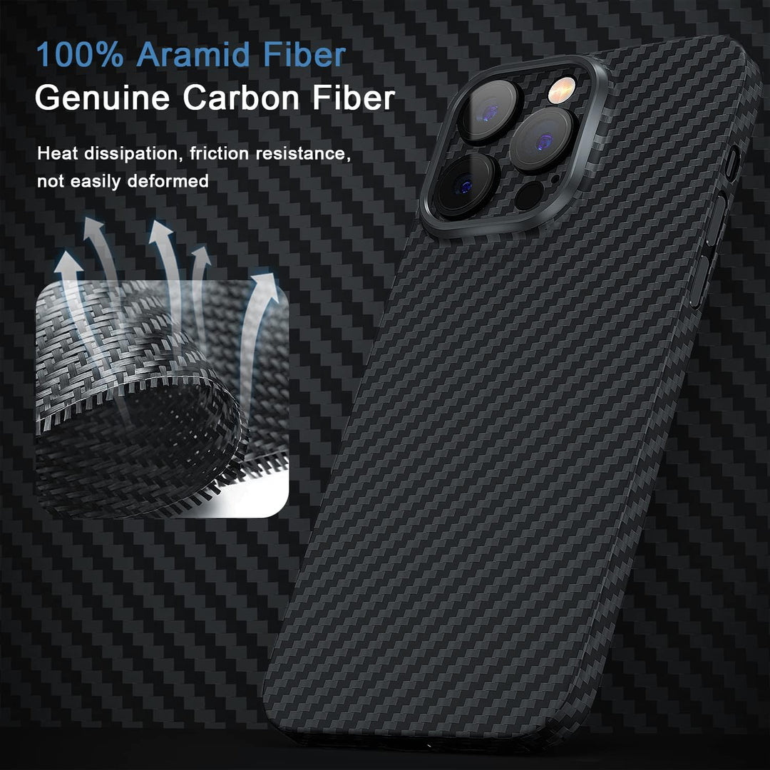 memumi Carbon Hülle für iPhone 14 Pro, 0,5 mm Superdünne, Hülle aus echter Aramidfaser [100% Aramidf