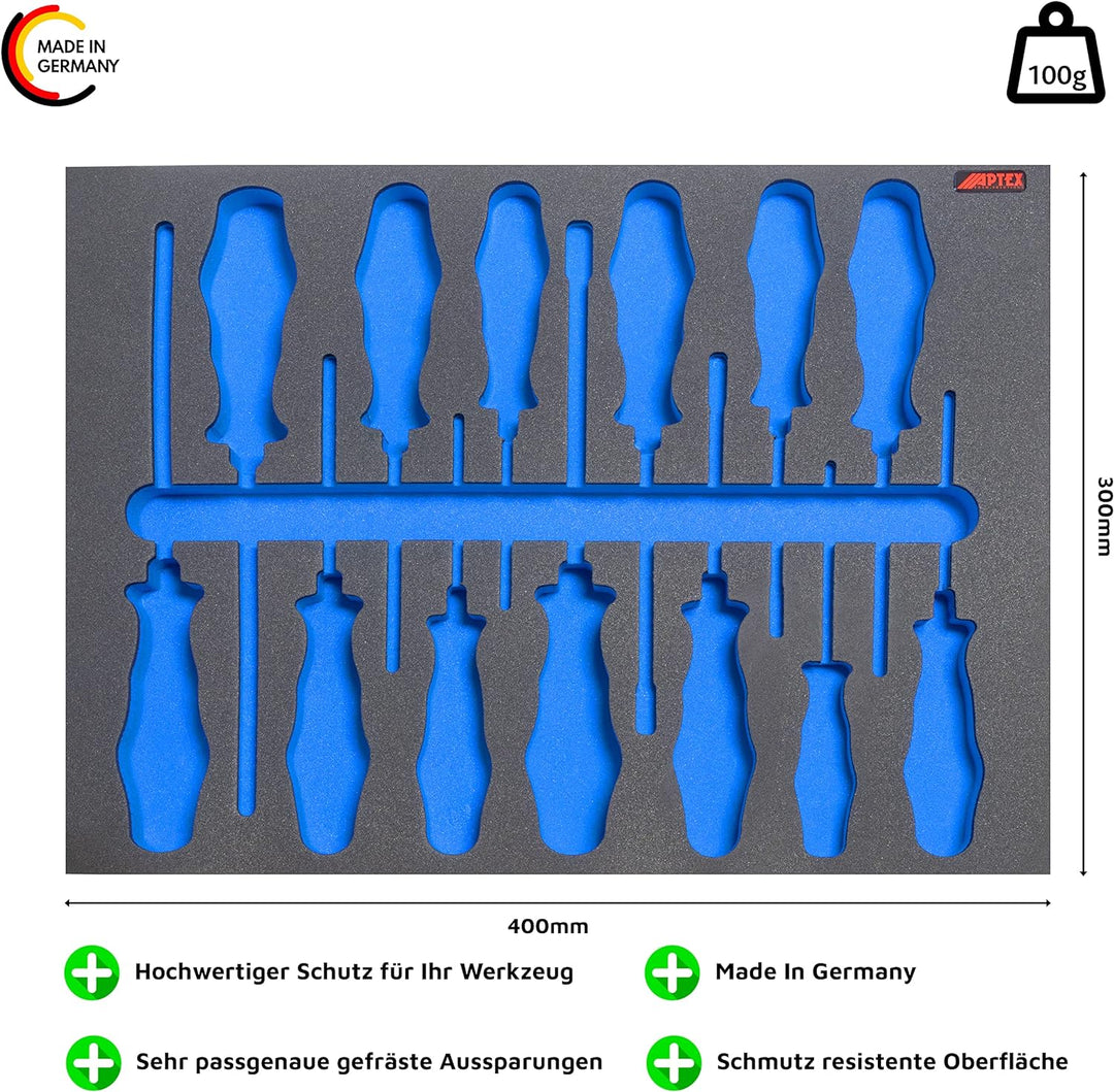 APTEX Schaumeinlage passend für Wera Schraubendreher, Schraubmeissel Big Pack 900 Kraftform 13 teili