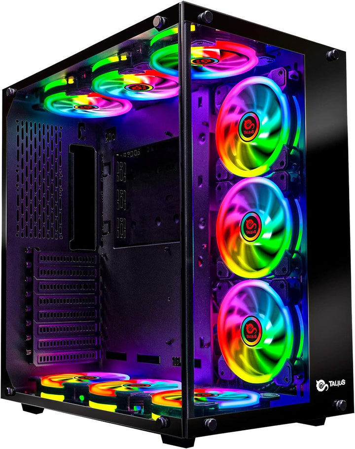 Talius Cronos ATX Gaming Box, gehärtetes Glas, RGB-Lüfter (in DREI Farben erhältlich) (Schwarz) Sing