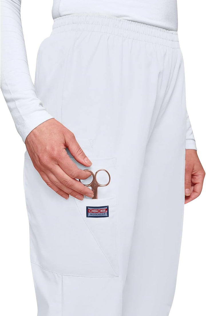 Cherokee Damen Workwear Cargo-Hose mit elastischer Taille Klassisch L Weiss, L Weiß