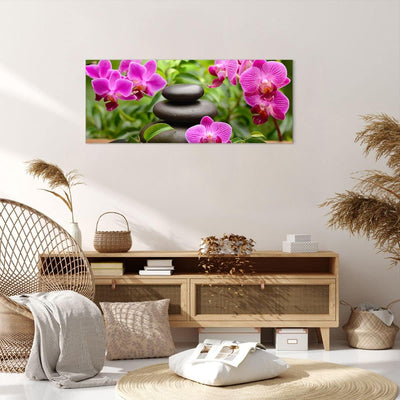 Wandbilder Dekoration Wohnzimmer Blumen Steine Bambus Dekoration Panorama Bilder auf Leinwand 120x50