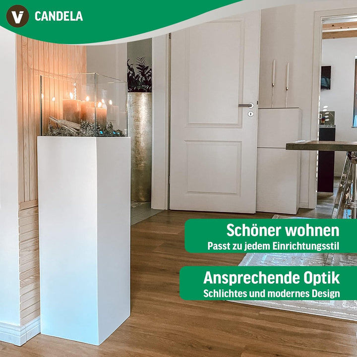 VIVANNO Windlicht-Säule Kerzenständer Deko-Laterne Candela Gold Hochglanz 100 cm hoch 25x25x100 cm G