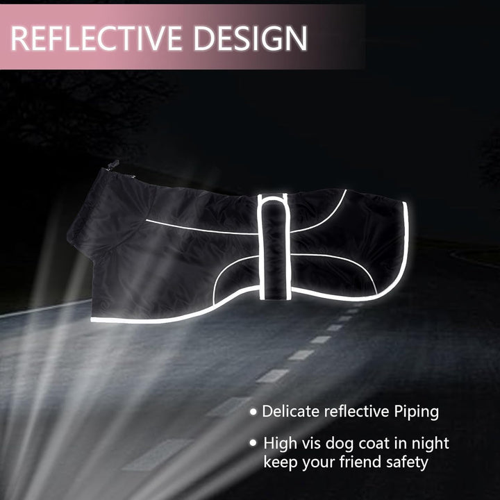 Geyecete-Wasserdicht Windhunde Mantel Fleece Whippet Pullover Winterjacke,Verstellbaren Reflektieren