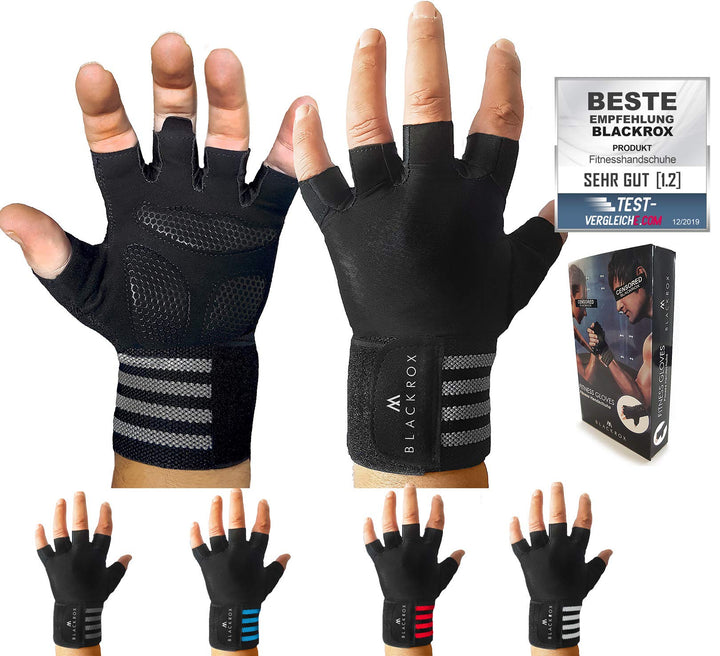 BLACKROX Trainingshandschuhe Vergleichssieger Fitness Handschuhe mit Handgelenkstütze Herren u. Dame