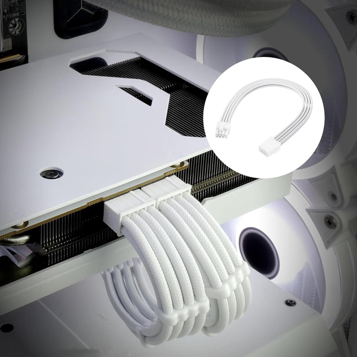 Verlängerungskabel-Adapter ATX 8-polig auf ATX 8-polig (6+2) Stecker, Weiss, für PC Build, High-End-