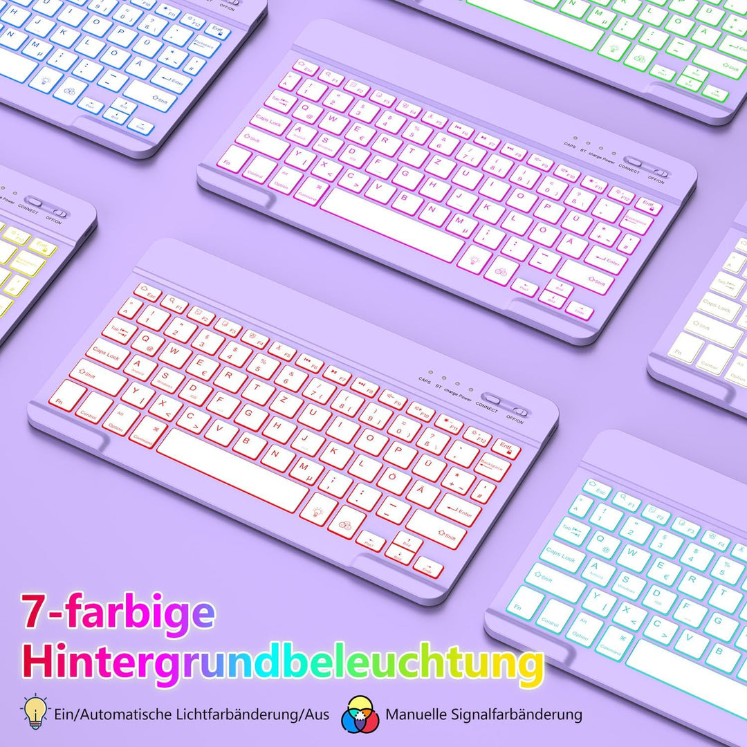 aMZCaSE für iPad A16 10/11th Generation Case mit Tastatur 11/10.9 Zoll(2025/2022),7 Farben Hintergru