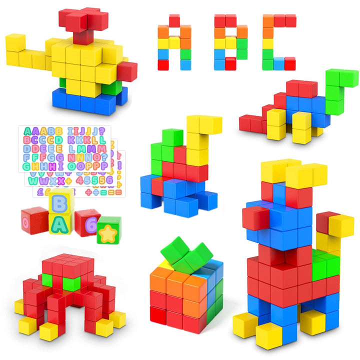 ASOK 57 PCS Magnetische Blöcke Magnetische Gebäudeblöcke mit Aufkleber für Kinder ab 3 Jahren Magnet