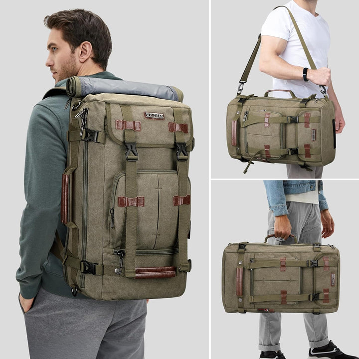 WITZMAN Vintage Canvas Rucksack Laptop Reiserucksack Herren Convertible Reisetasche Rucksäcke 17 Zol