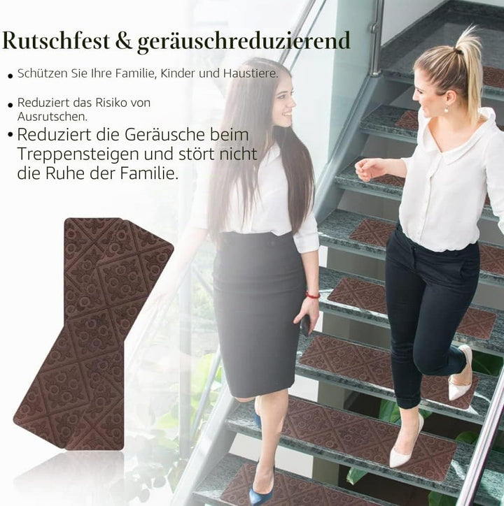 Arthome 15Stk rutschfeste Treppenstufen, Selbstklebende Treppenstufen-Teppiche, rutschfeste Treppenm