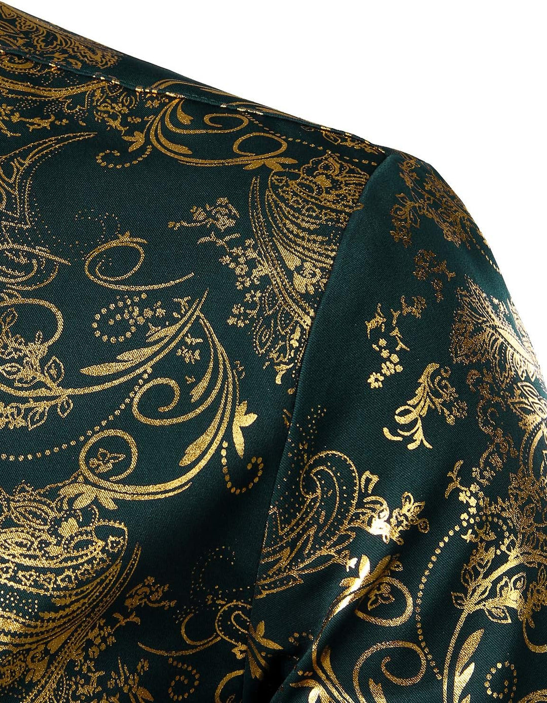 PARKLEES Herren Luxus Paisley Gemustert Golden Glänzend Slim Fit Freizeithemd XXL Dunkel Waldgrün, X