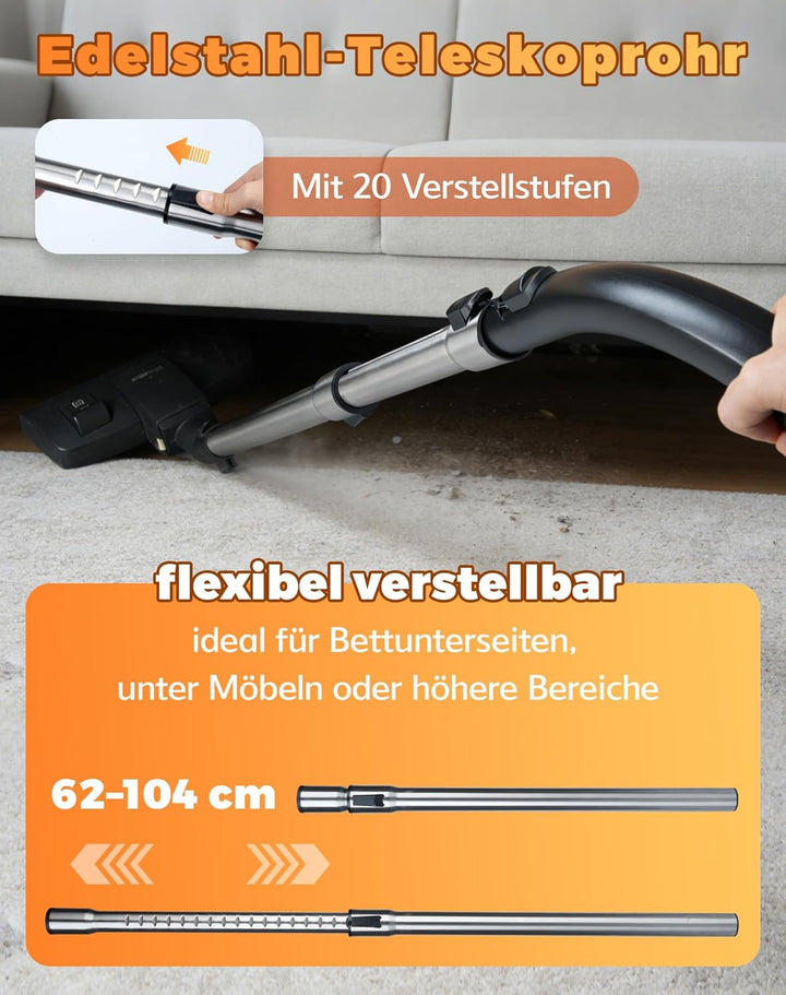 Teleskoprohr mit Einrastfunktion & Handgriff für Miele S8340 Ersatzteile kompatibel mit Miele Staubs