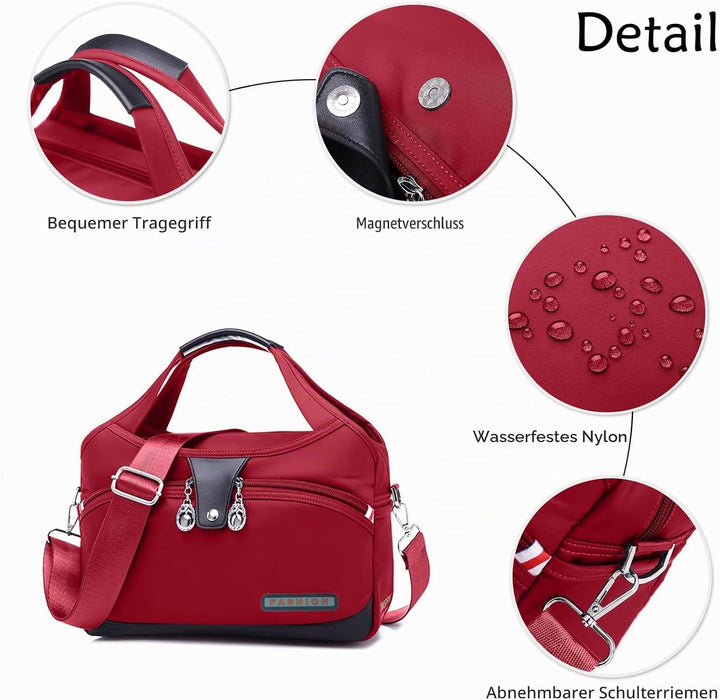 DIRRONA Damen Umhängetasche Multi Pocket Crossbody Bag Schultertaschen Leicht Handtasche Waterproof