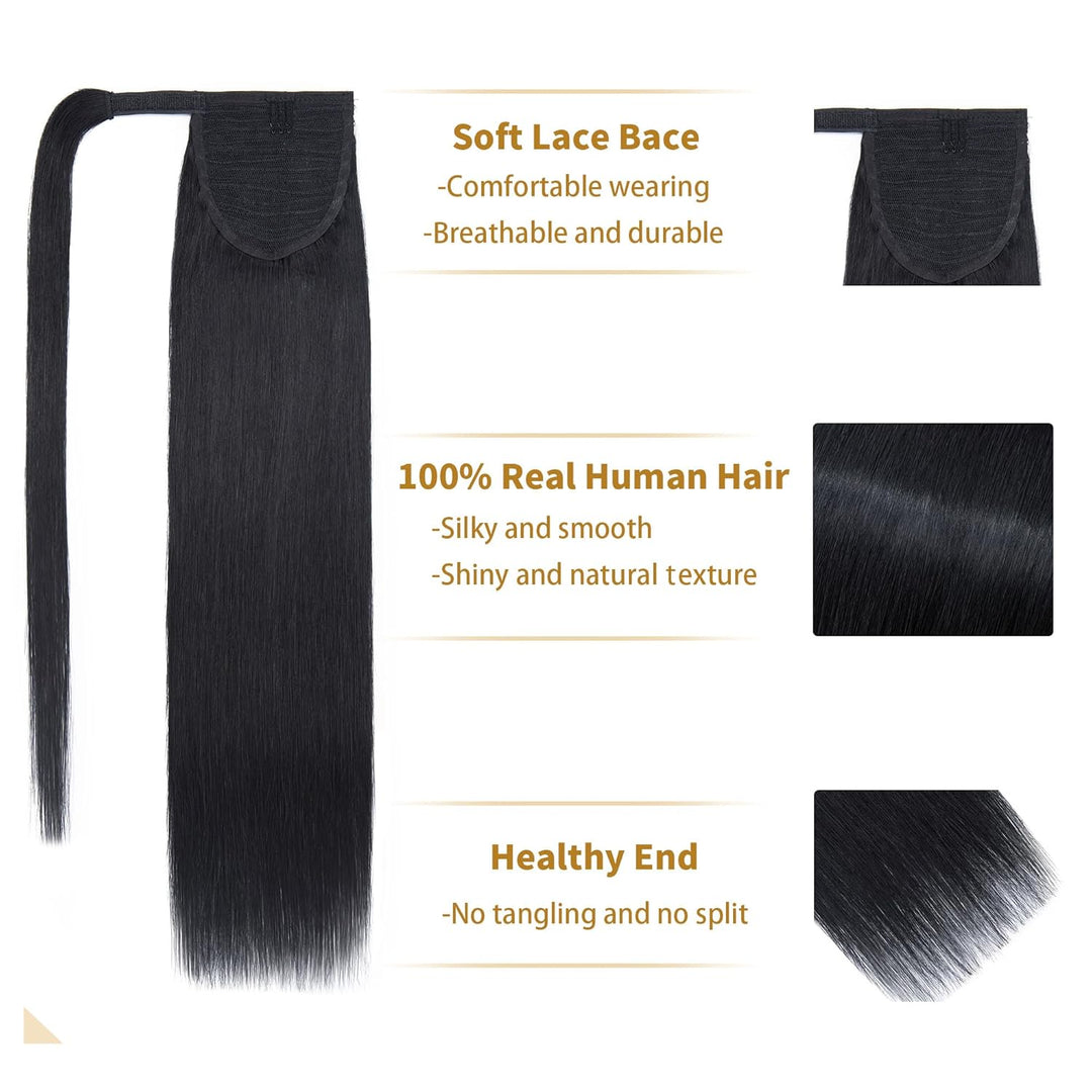 SEGO Ponytail Pferdeschwanz Haarteil Zopf extensions Haarverlängerung clip in Pony Echthaar remy Hai