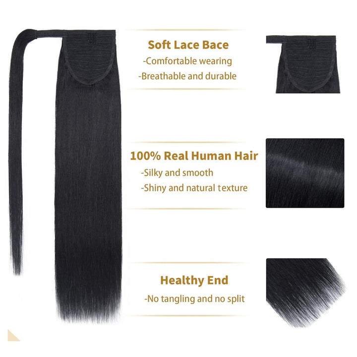 SEGO Ponytail Pferdeschwanz Haarteil Zopf extensions Haarverlängerung clip in Pony Echthaar remy Hai