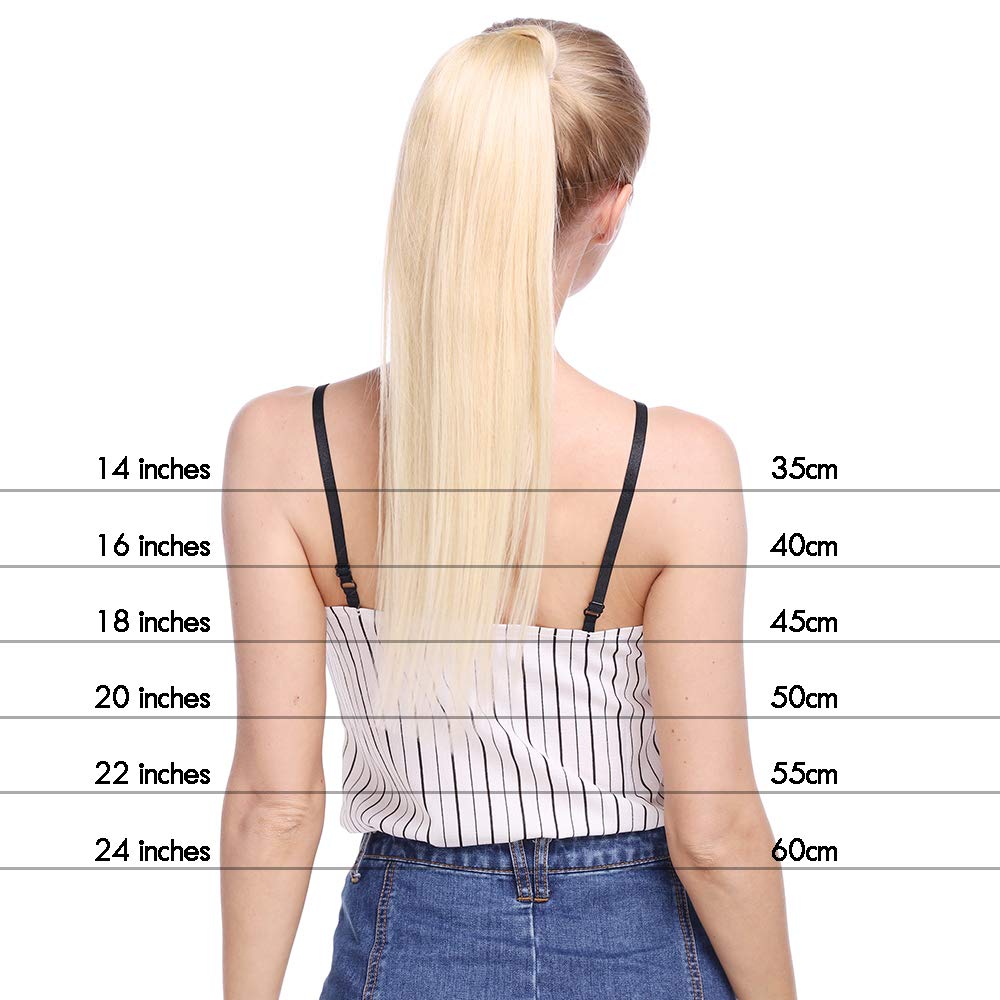 Elailite Ponytail Extension Echthaar #2 Dunkelbraun, Haarverlängerung Zopf Haarzopf Pferdeschwanz Ha