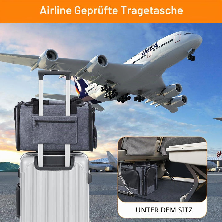 Katzentragetasche für Haustiere, von Flugzeug zugelassen, unter dem Sitz, TSA-Fluggesellschaften zug