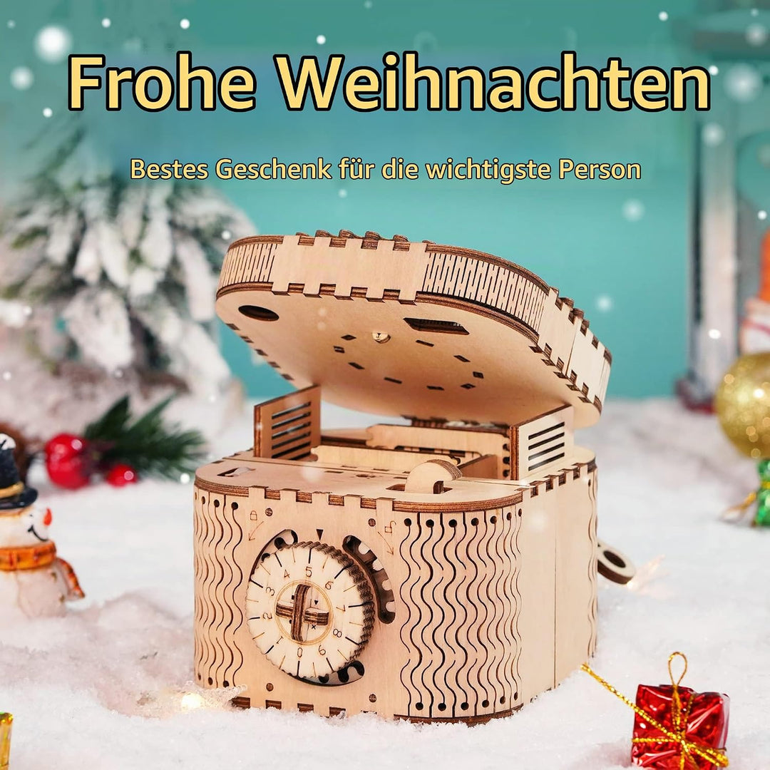 Robotime 3D Holzpuzzle Mechanische Modellbausätze Holz Puzzle Treasure Box Denksportaufgaben Knobels