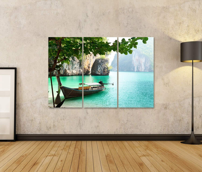 Bild auf Leinwand Langes Boot Auf Die Insel In Thailand Wandbild Poster Kunstdruck Bilder Format: 13