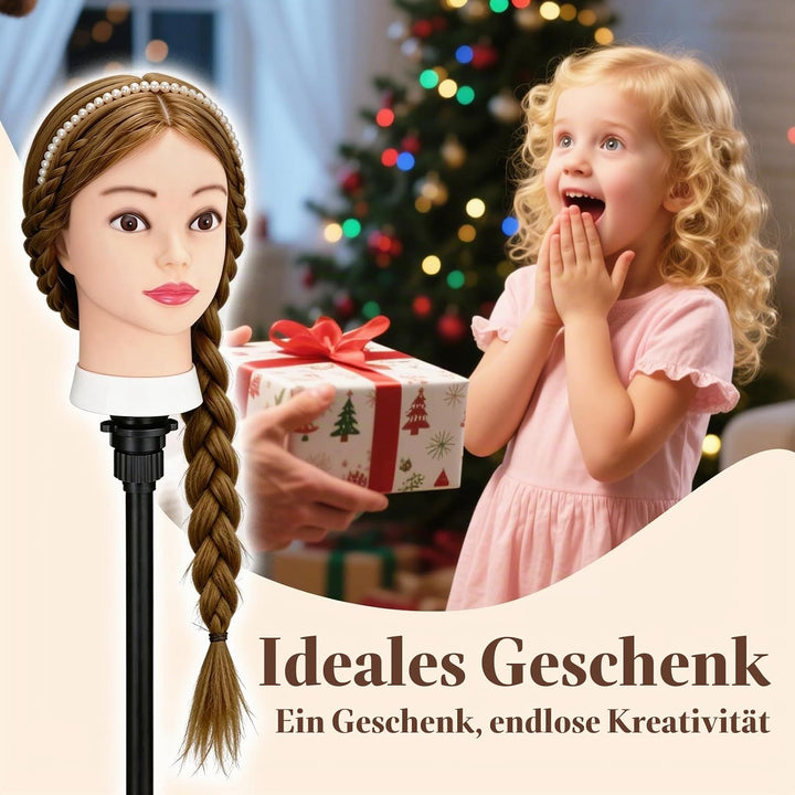 Yofuly 26 Zoll Trainingsköpfe, 80% Echthaar Kosmetik Schaufensterpuppenkopf mit Tischklemme &amp; DIY-Ha