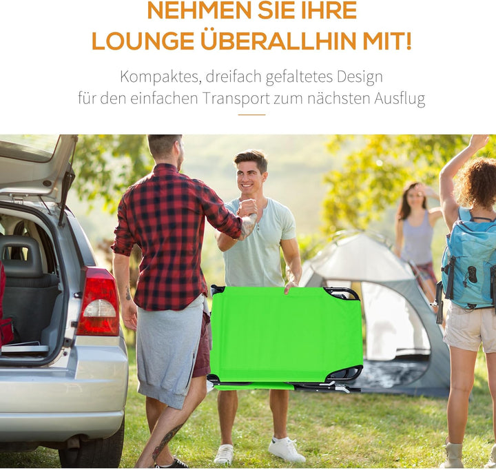 Outsunny Sonnenliege klappbar Gartenliege mit Gesichtsloch, Kopfkissen, Liegestuhl mit 4-Fach verste