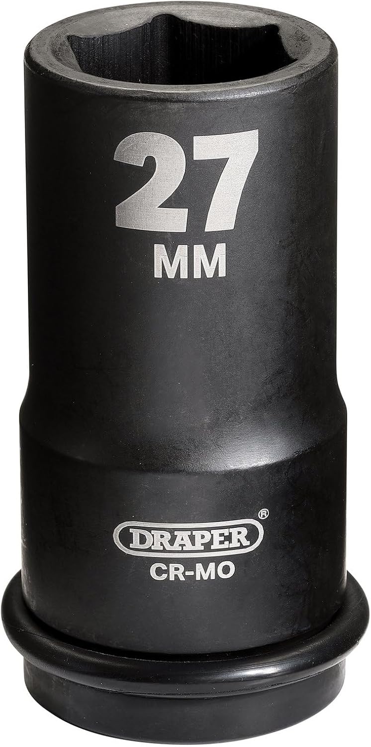 Draper 71908 Hi-Torq 6-Punkt-Schlag-Stecknuss, 1,9 cm Vierkantantrieb, 27 mm, Blau 27 mm Blau, 27 mm