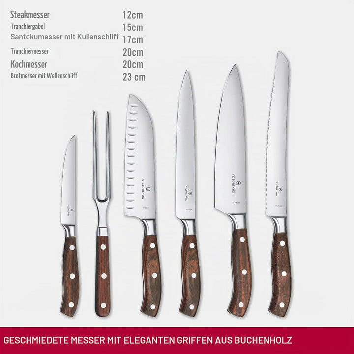 Victorinox Grand Maître Messerblock, Schlitzeinsatz, 6-teilig, Inkl. 6 Kochmesser, Messer-Aufbewahru