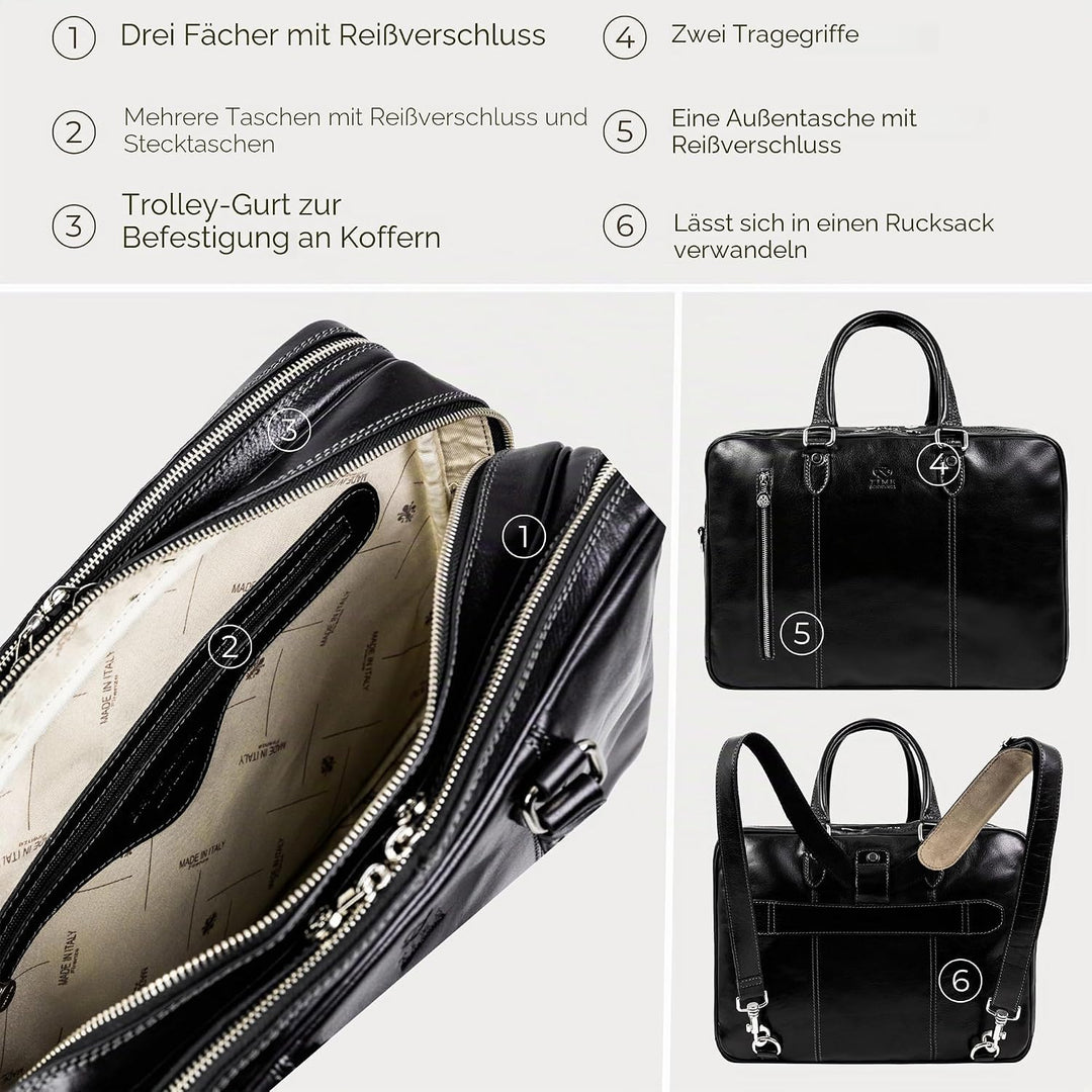Time Resistance Leder Aktentasche handgefertigte Umhängetasche Laptoptasche für bis zu 15 Zoll Lapto