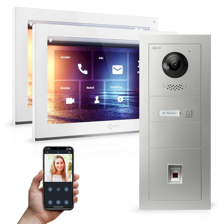 Goliath Hybrid - IP | Full-HD Video Türsprechanlage | App | 1-Fam | 2 x Full-Touchscreen 10" | Alumi